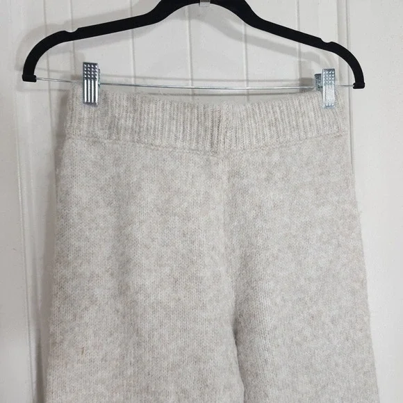 Was & Now Wide Leg Knit Pants Womens M Beige Heathered Acrylic Blend Pull On - Picture 4 of 10